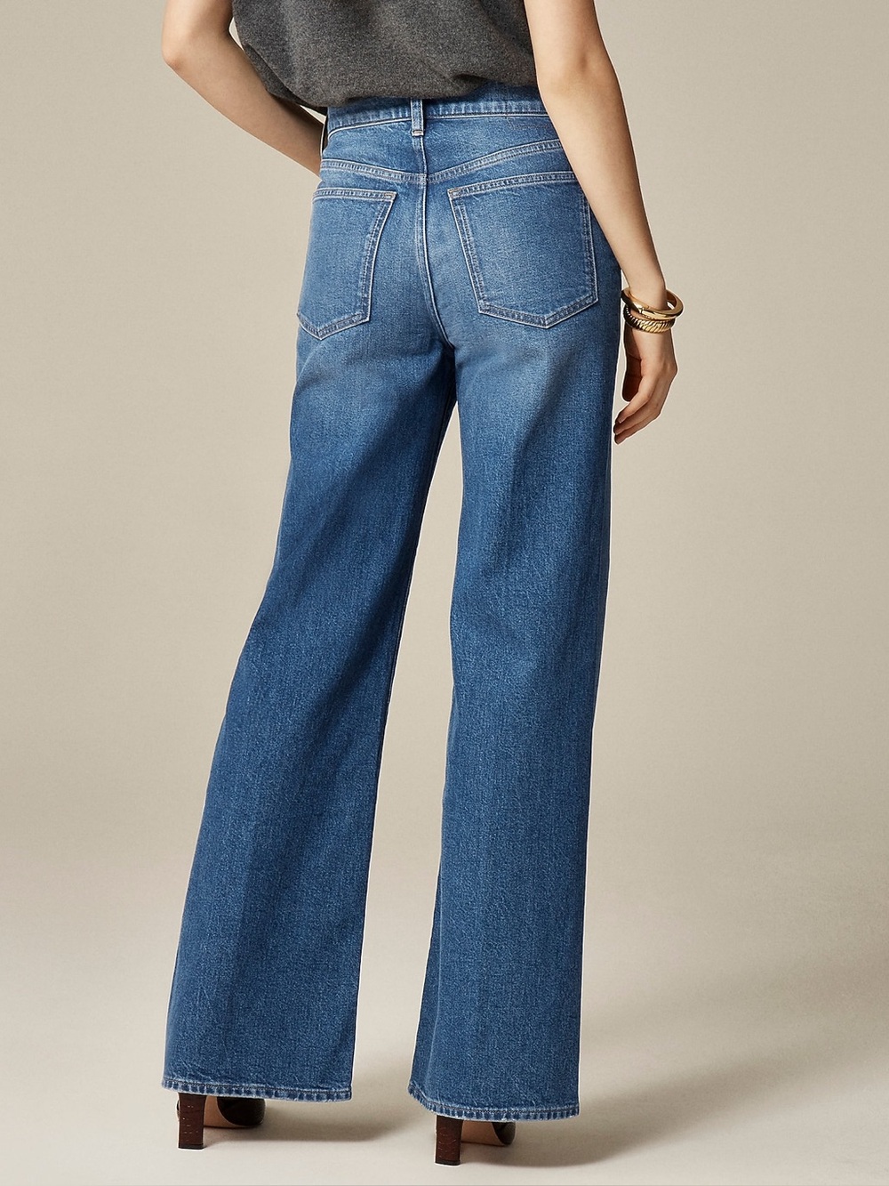 J.Crew Denim Trouser Jeans Wide Leg High Rise Size 30 Blue Charlotte Wash - Picture 3 of 15
